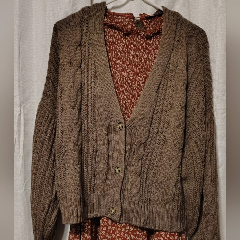 SO Goods For Life Cable Knit Cropped Button-Front Brown XL Sonoma - Picture 2 of 7